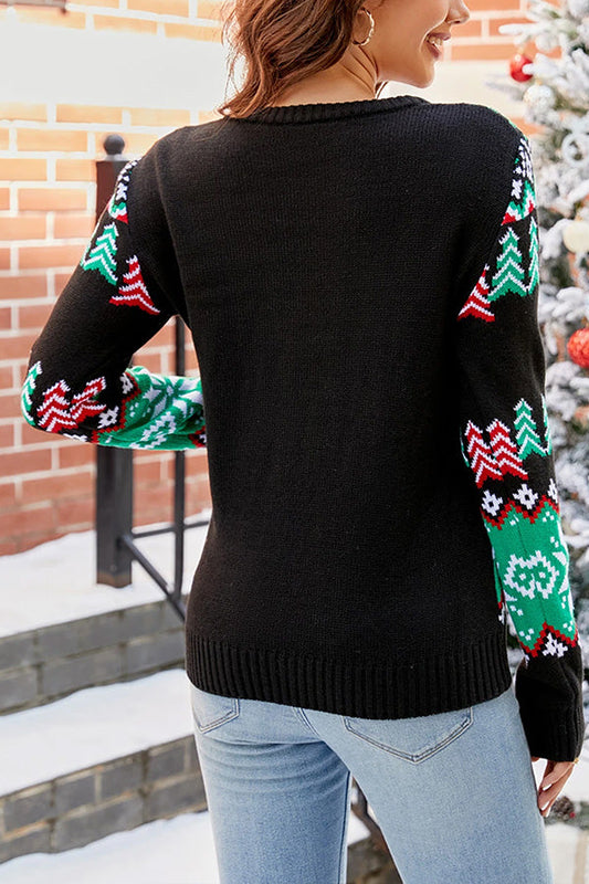 WW | Multicolor Schneeflocken- & Dinosaurier-Druck Weihnachtsstrickjacke