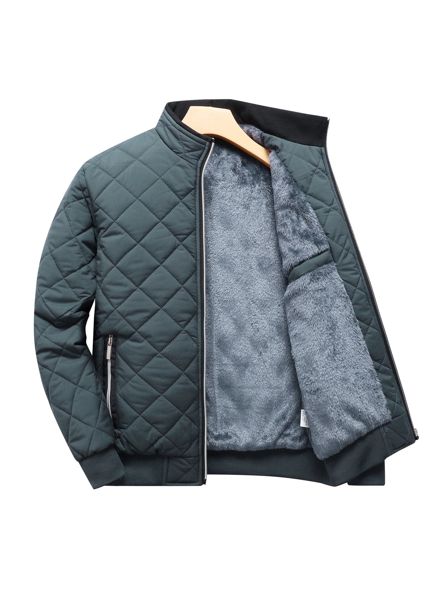 WW | Men's Casual Solid Fleece Warm Puffer Jacket - Perfect for Cold Winter Days