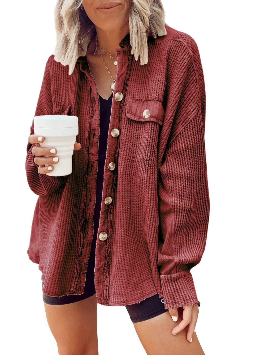 WW | Damenhemdjacke mit Kragen, langen Ärmeln und trendigem Design