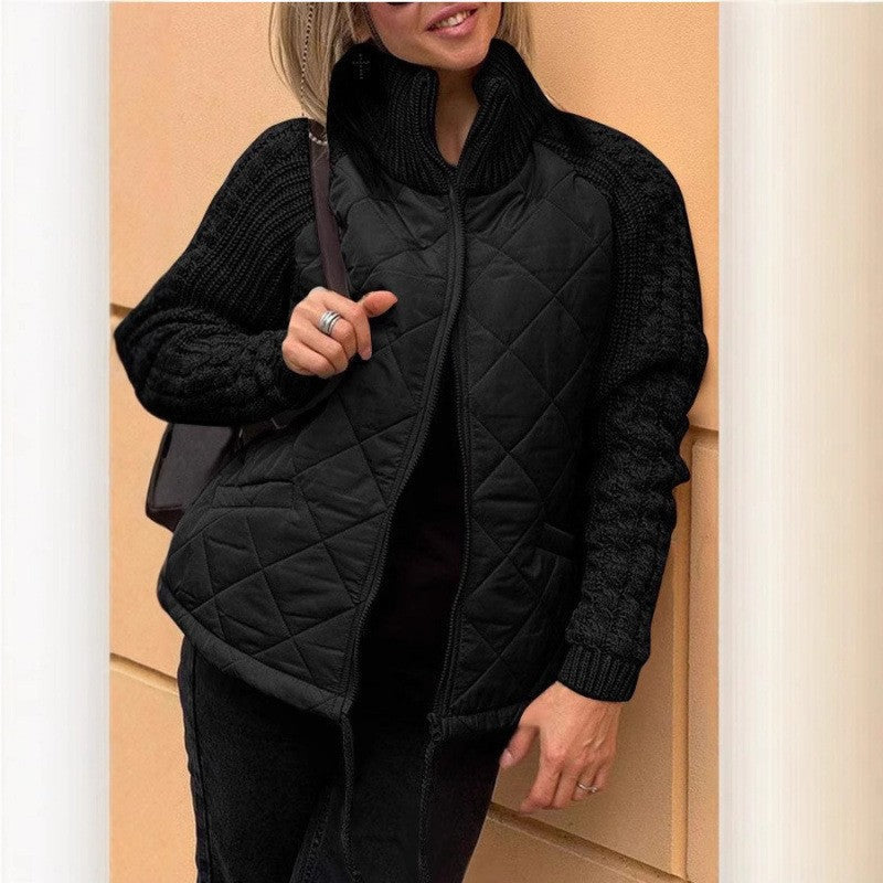 WW | Cozy quilted jacket with knit sleeves for women