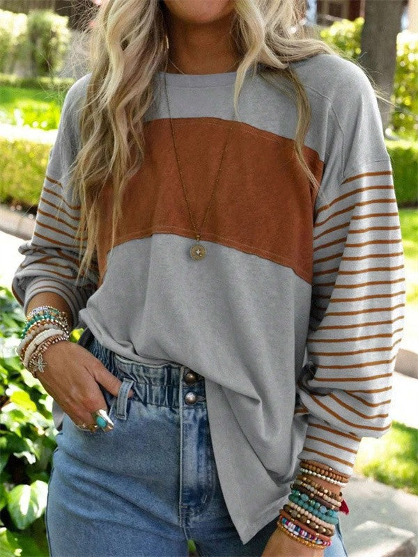 WW | Oversized Fit Long Sleeve Breathable Fabric Striped Panel Detail
