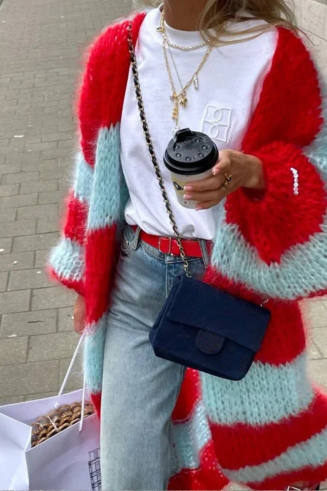WW | Cozy oversized striped knit cardigan
