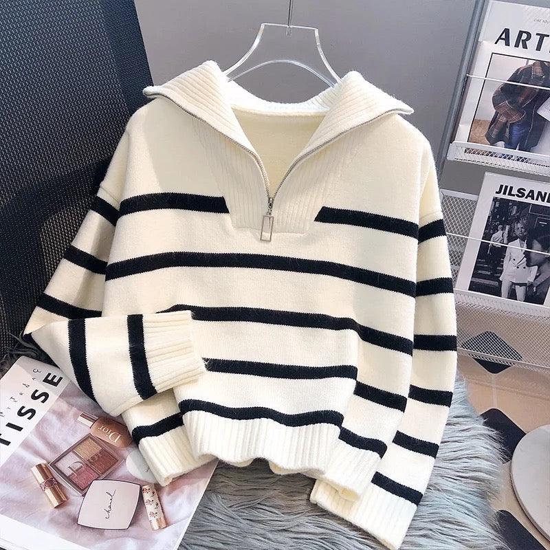 WW | Striped Statement Pullover with Bold Color-Blocking