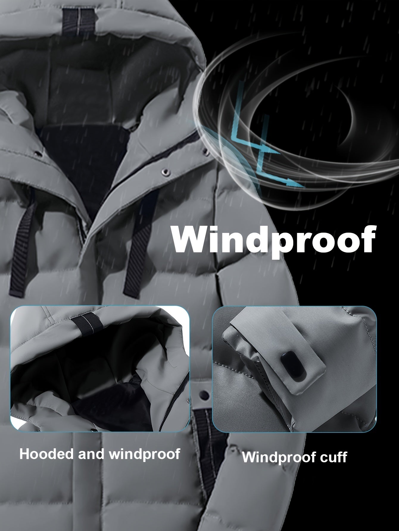 WW | Hooded Cotton Material With Large Pocket And Drawstring Winter Jacket For Men - Perfect for Outdoor Activities