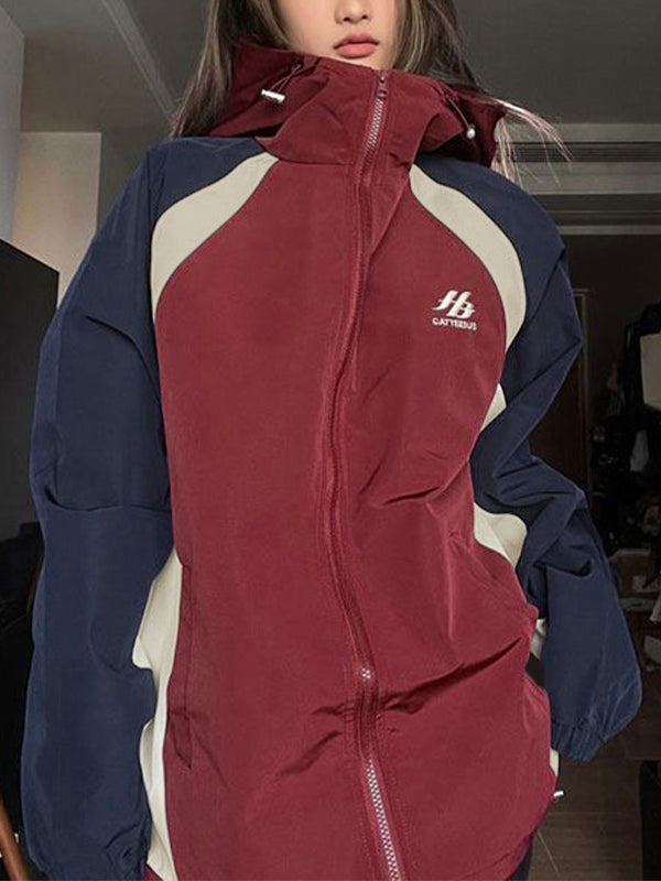 WW | Rote und Blaue Outdoor Block Splice Jacke