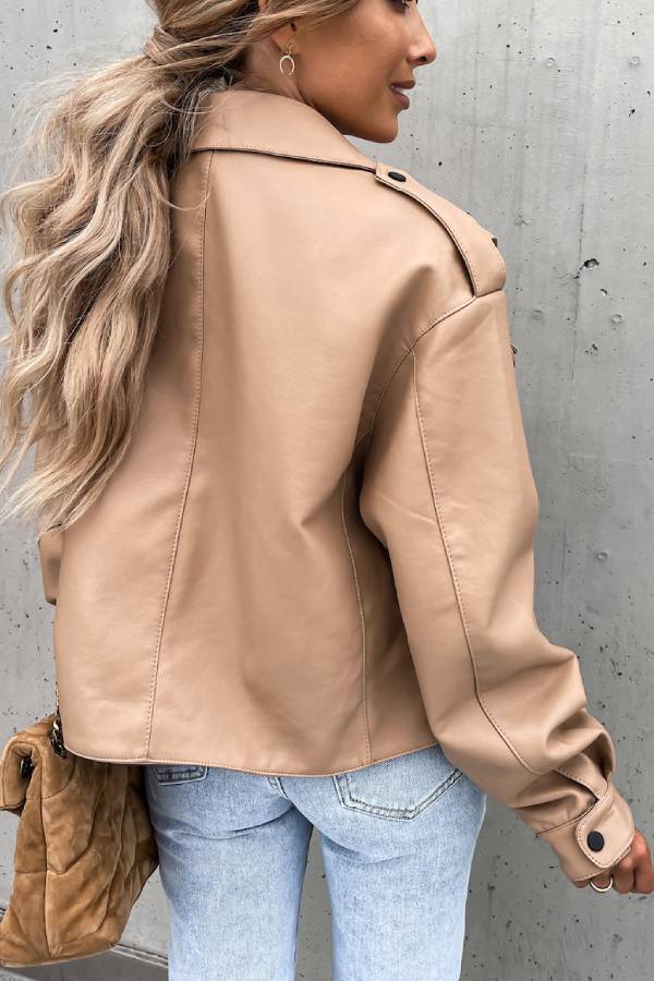 WW | Leder Revers Taschen Britischer Stil Kurzjacke