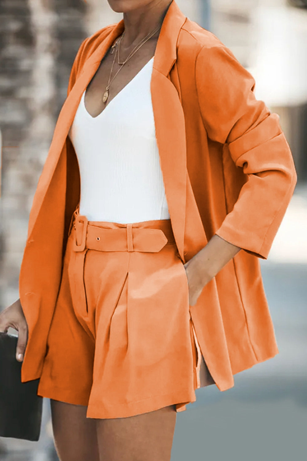WW | Longline Blazer und Shorts Set mit Taschen