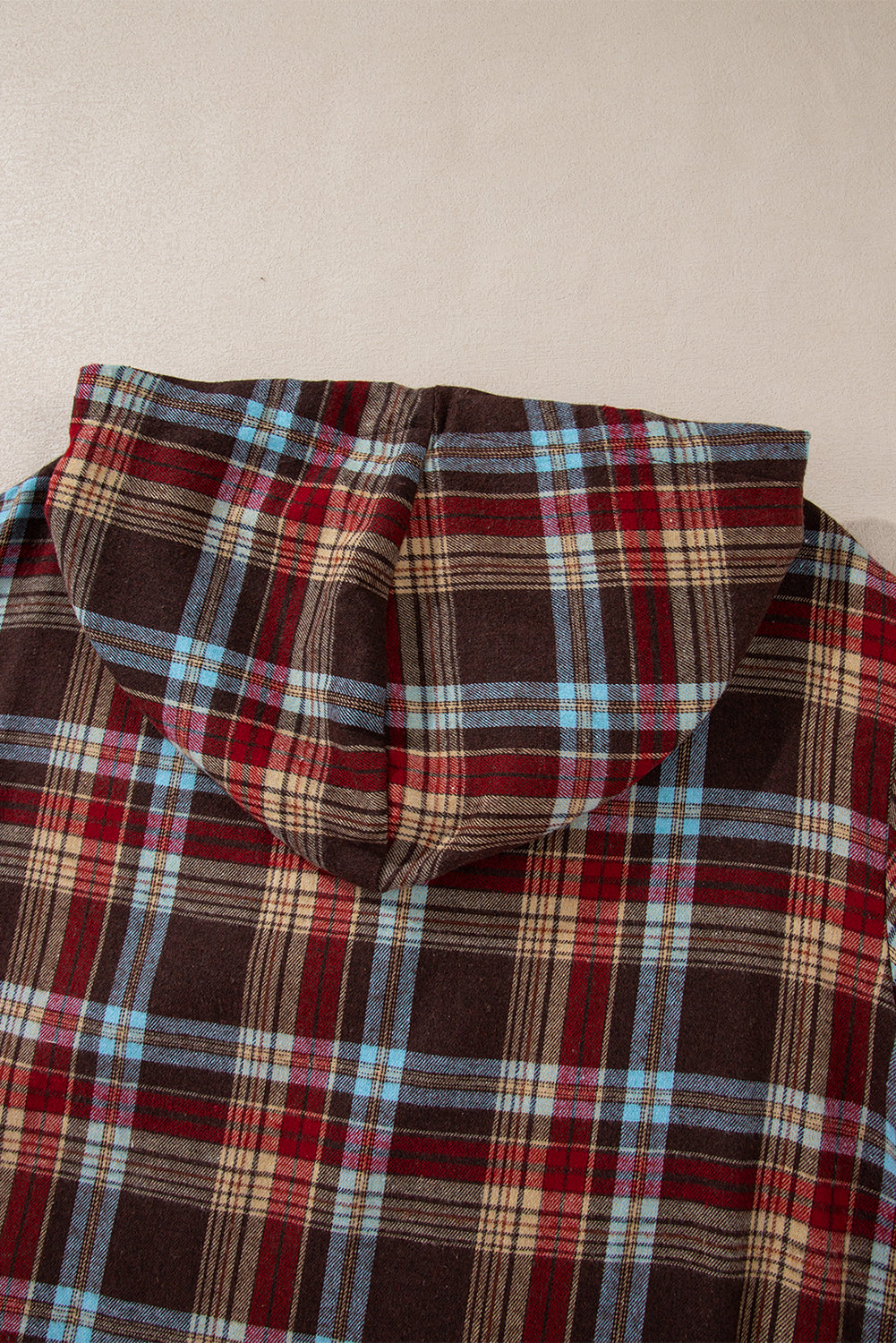 WW | Fiery Red Plus-Size Plaid Kangaroo Pocket Drawstring Hoodie