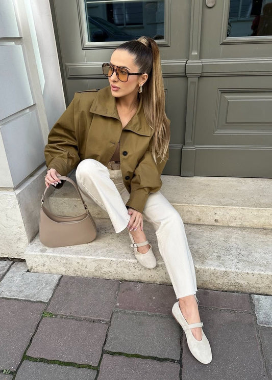 WW | Knopfjacke mit Schulterklappen – Khaki