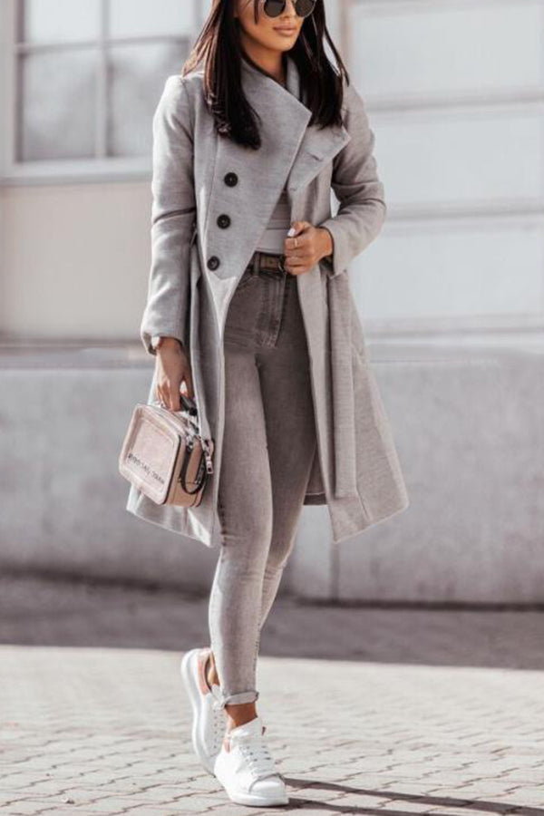 WW | Wintermantel khaki mit Gürtel und elegantem Stil
