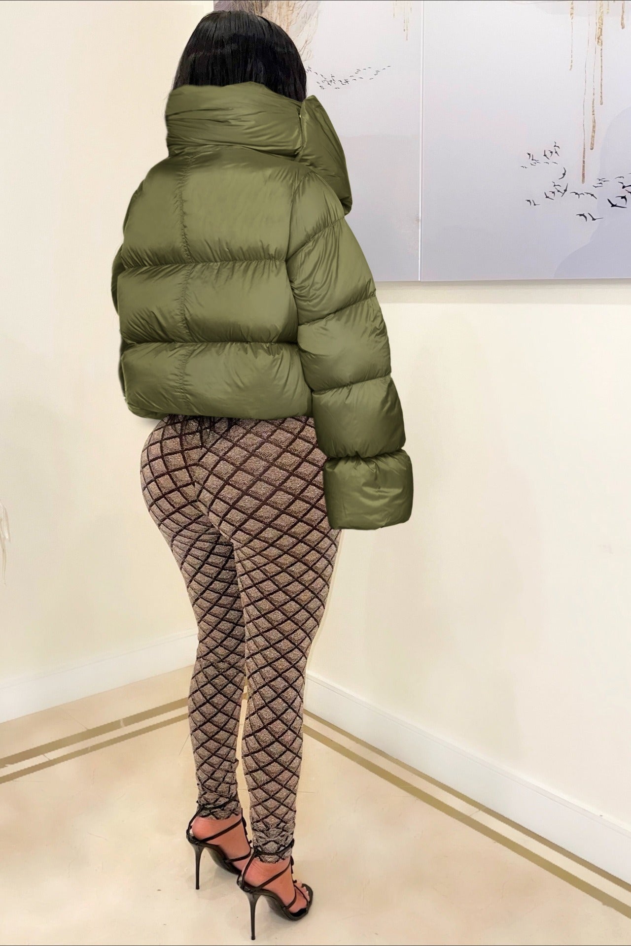 WW | Hals-Schal-Kragen gesteppte Pufferjacke