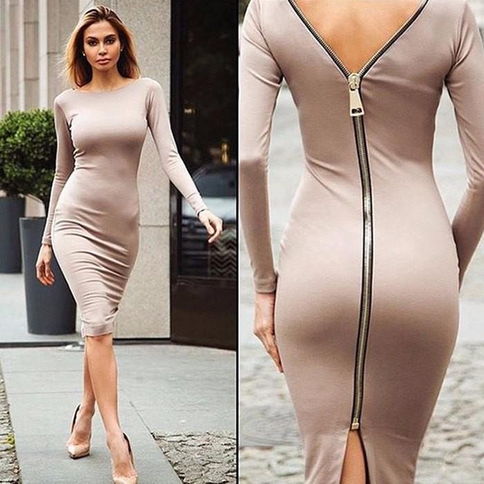 WW | Langarmkleid mit Reißverschluss hinten
