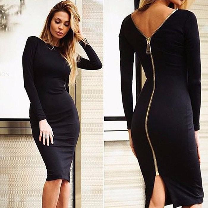 WW | Langarmkleid mit Reißverschluss hinten