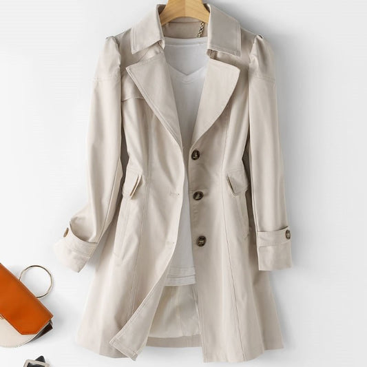 WW | Damen Klassisch Doppelreihig Knielang Schmaler Schnitt Elegante Details