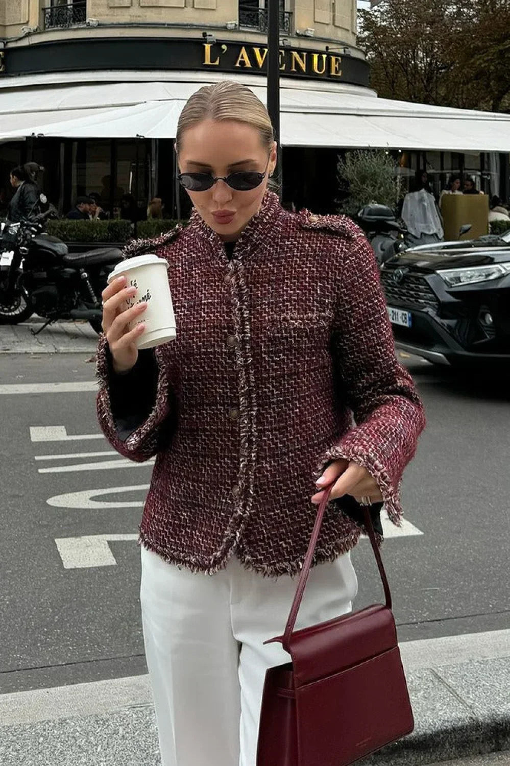 WW | Stil Tweed Eleganter Gekürzter Blazer