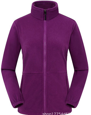 Damen Fleecejacke mit hochschließendem Kragen und seitlichen Taschen WW