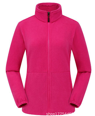 Women's fleece jacket with high-closing collar and side pockets WW