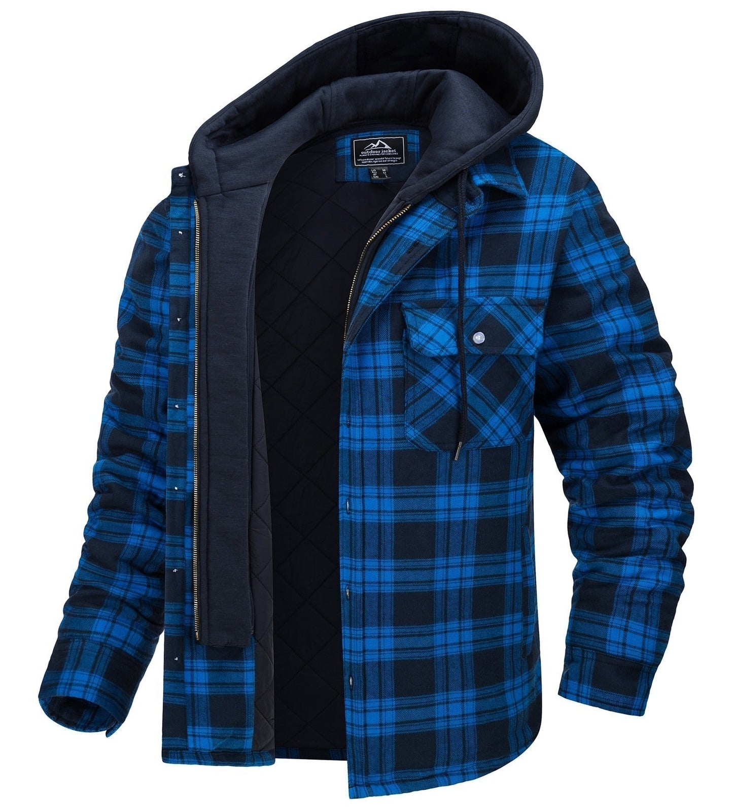 WW | Checked Men's Hoodie Vest with Warm Lining