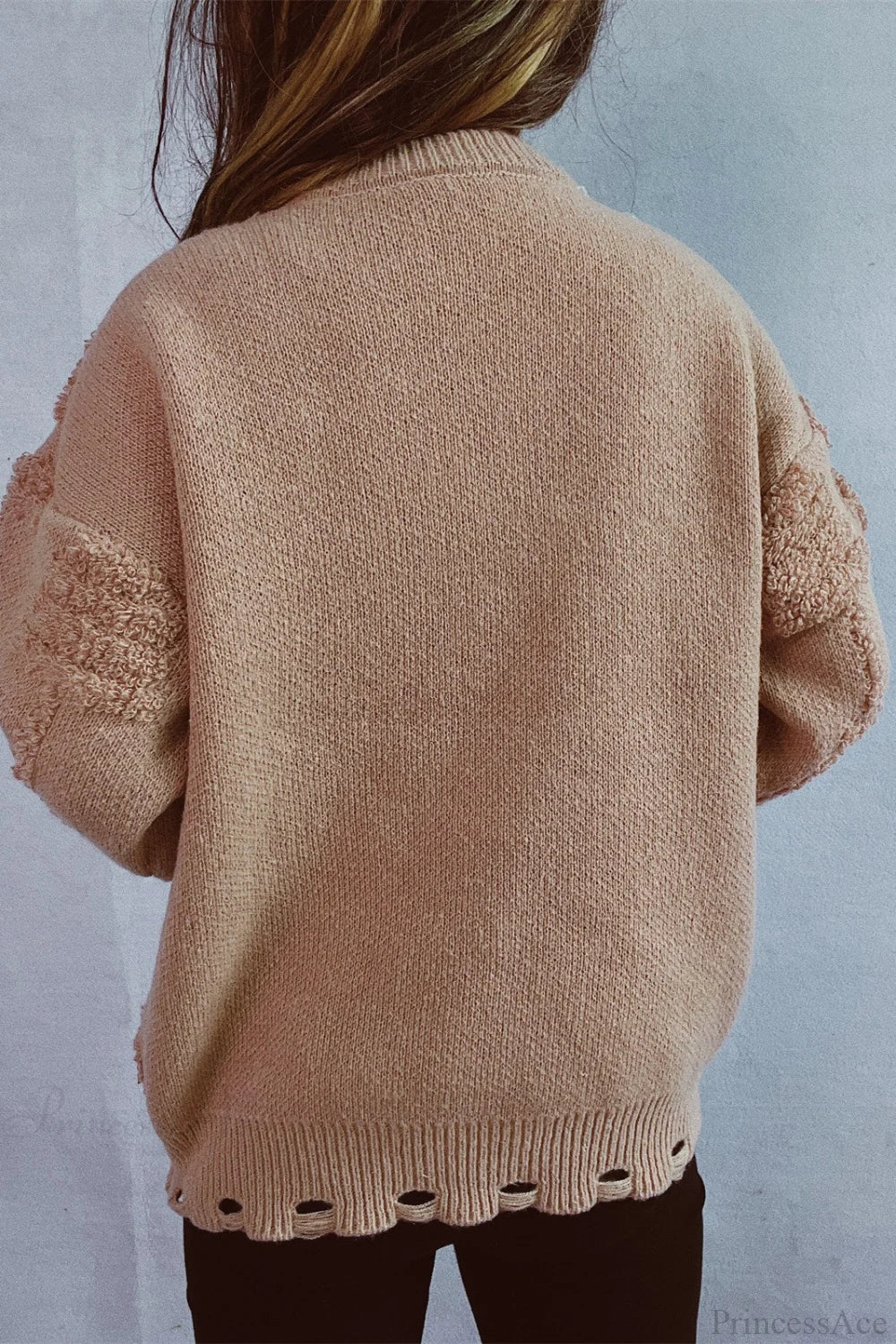 WW | Christmas 3D Tree Bead Solid Flocked Sweater