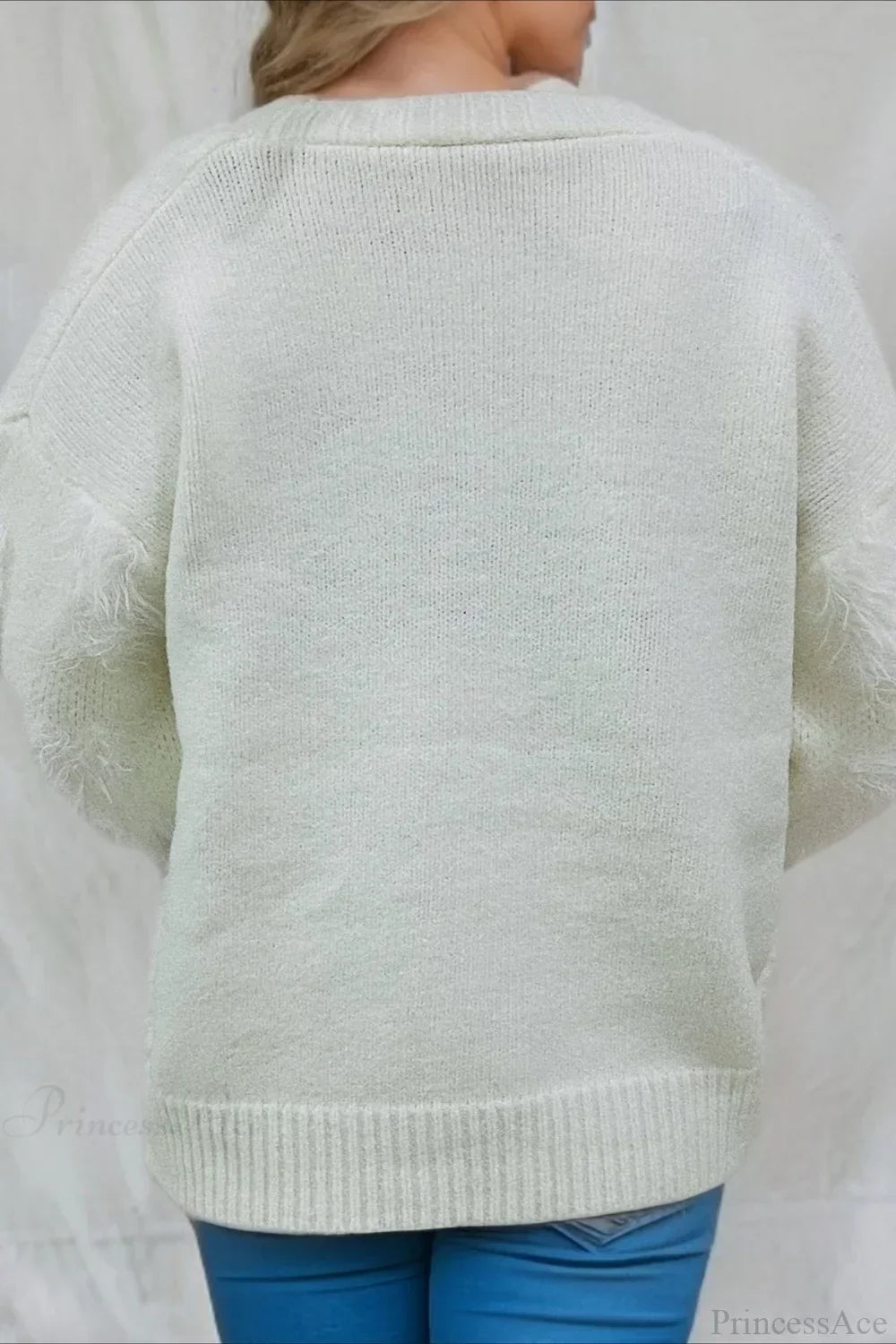 WW | Weihnachten Mink Fleece 3D Trim Einreiher Cardigan Sweater