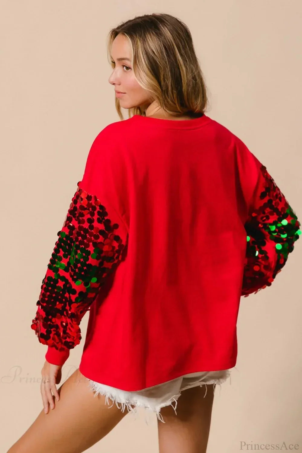 WW | Christmas Sequin Long Sleeve Casual Sweatshirt