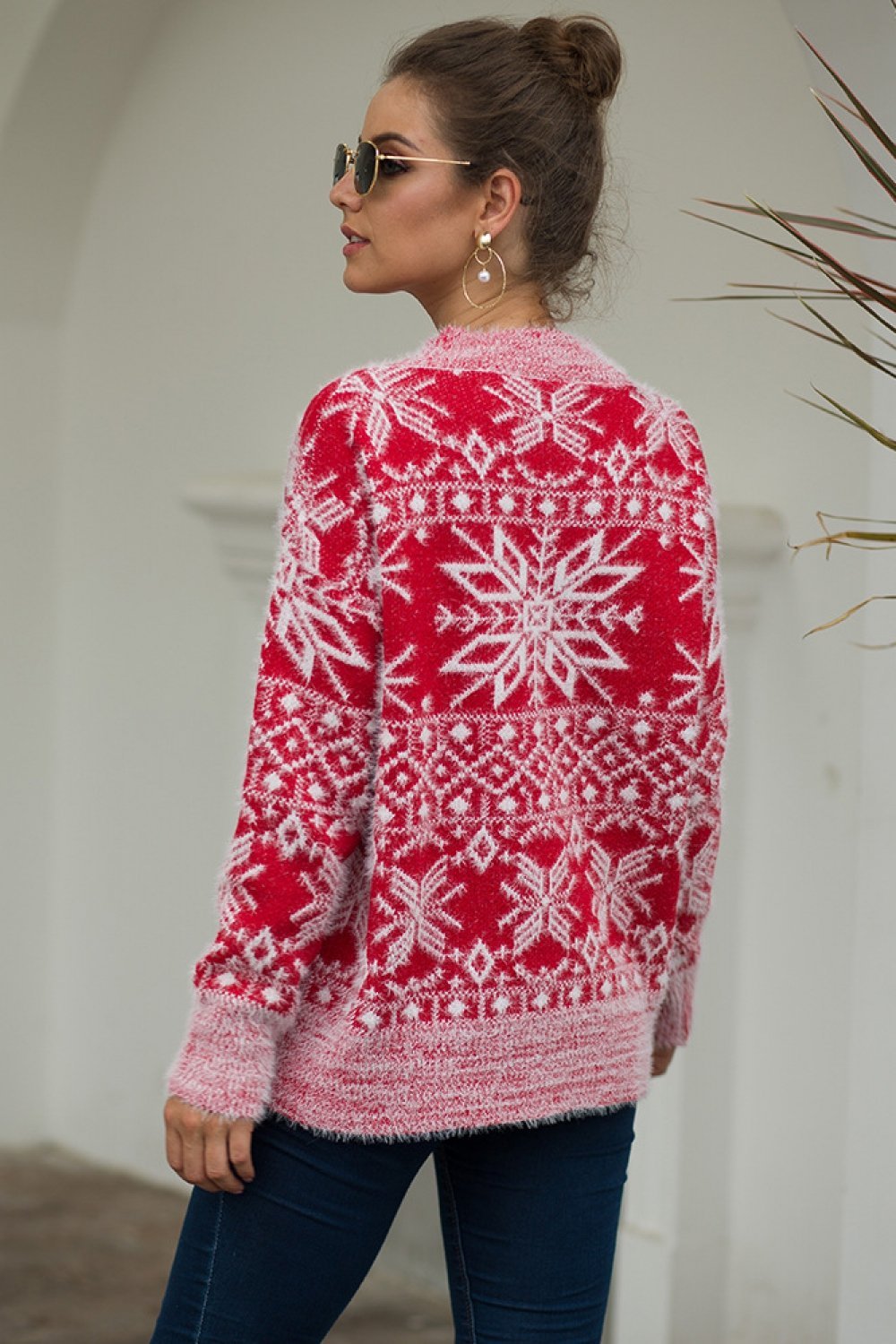 WW Weihnachts-Schneeflocken-Plüsch-Pullover - Blau