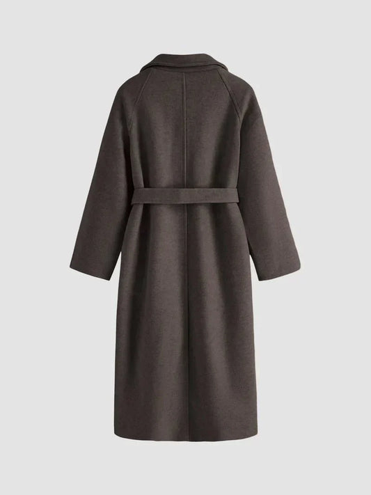 WW | Long Wool Blend Coat - Belt Closure Design - Minimalist Outerwear