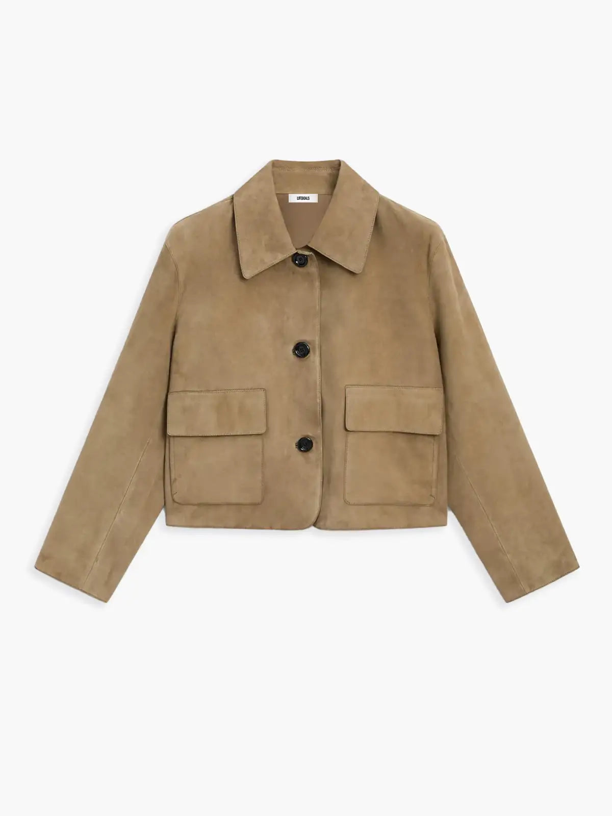 WW | Snap-Button Faux Suede Crop Jacket