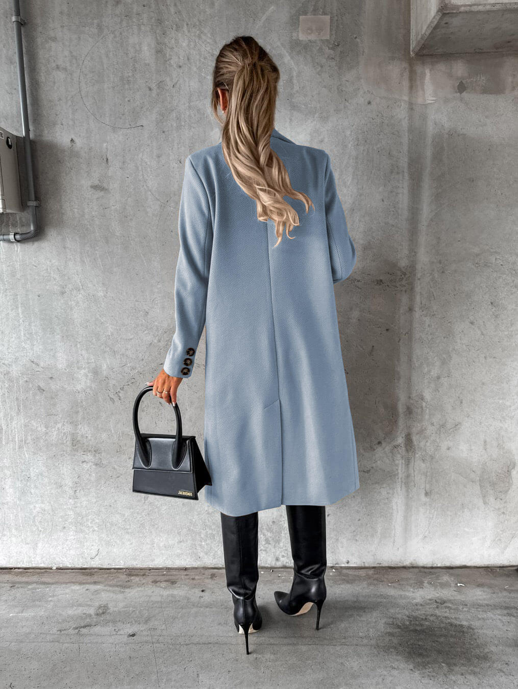 WW | Damen Lange Jacke - Doppelt Knopf - Taillierte Passform - Mit Revers - Formelle Elegante Kleidung