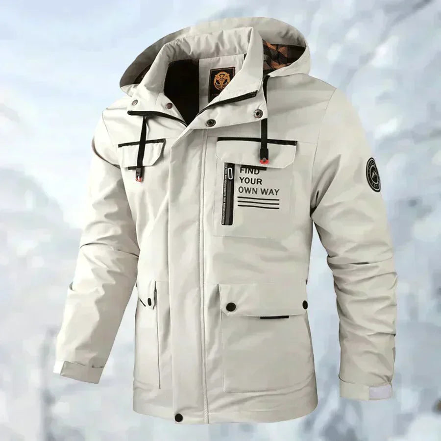 WW | Herren Mid-Länge Windbreaker Jacke - Mit Kapuze