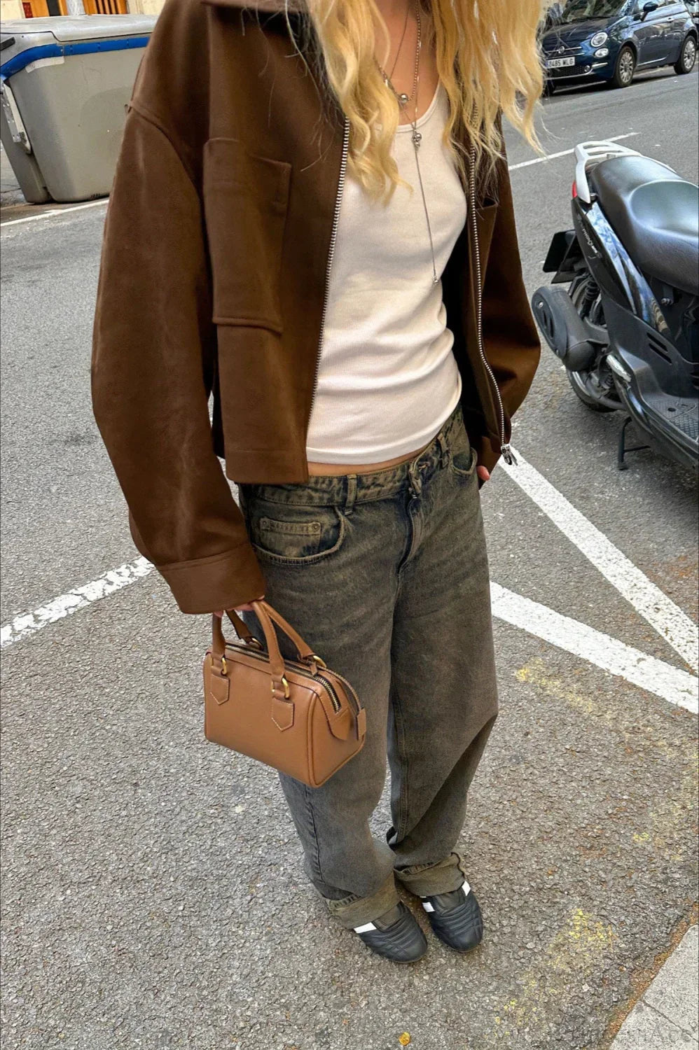 WW | Reißverschluss Faux Wildlederjacke