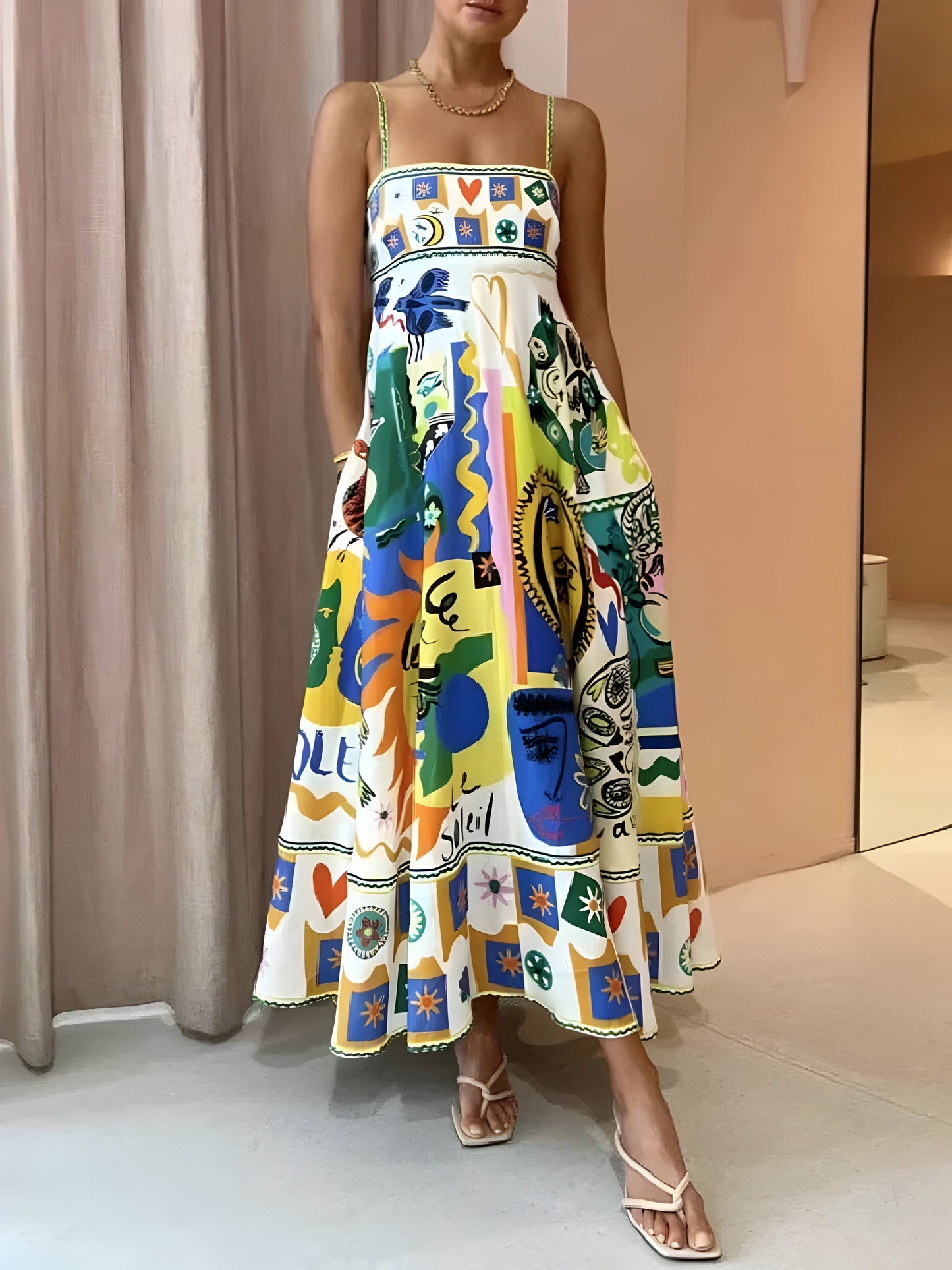WW | Lebhaftes Leinen Sommerkleid