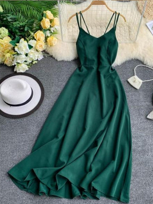 WW | Emerald Green Maxi Dress Cotton Lace Strapless Long Women's Sexy Dress