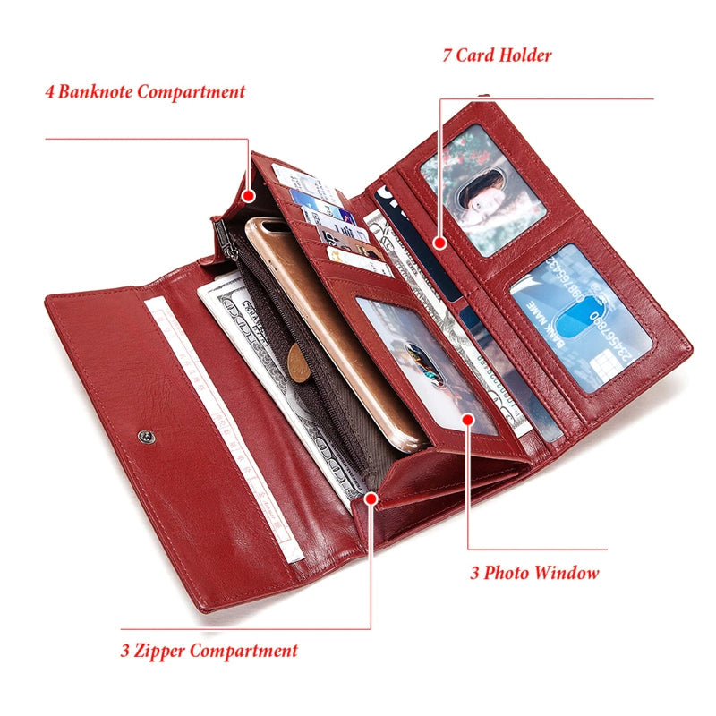 WW | Women's Leather Wallet Coin Purse RFID Anti-Theft Card Holder