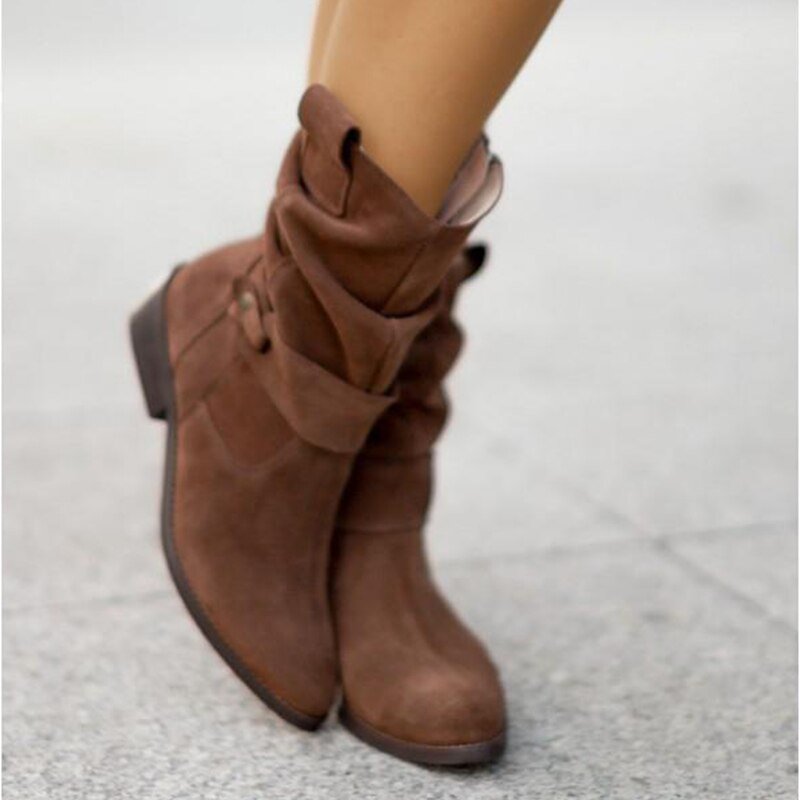 WW | Low-Heel Zipper Ankle Boots