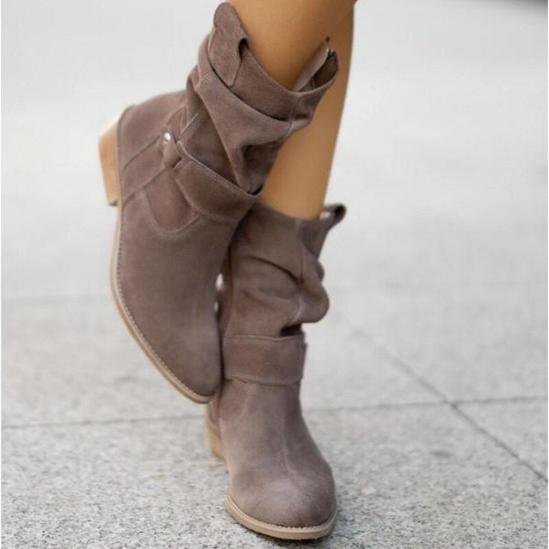 WW | Low-Heel Zipper Ankle Boots