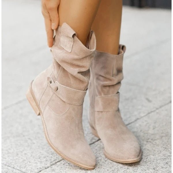 WW | Low-Heel Zipper Ankle Boots
