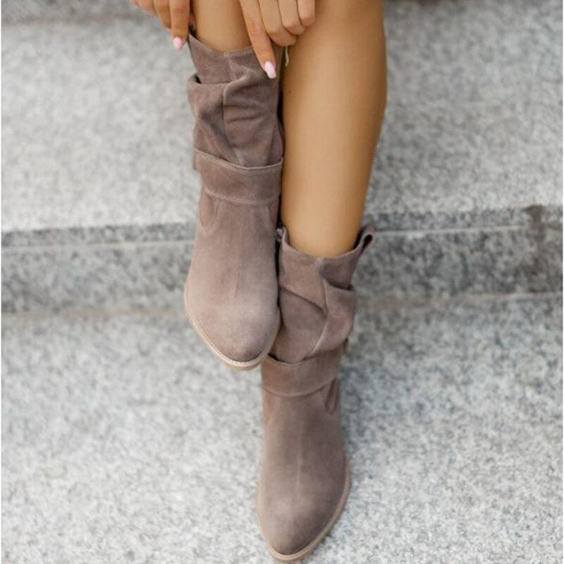 WW | Low-Heel Zipper Ankle Boots