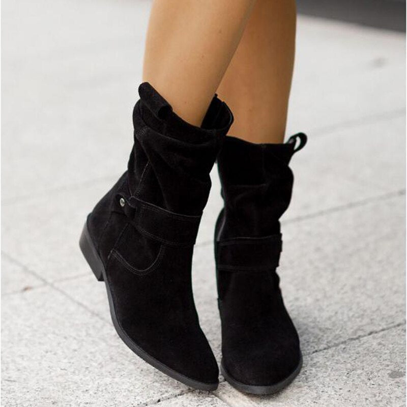 WW | Low-Heel Zipper Ankle Boots