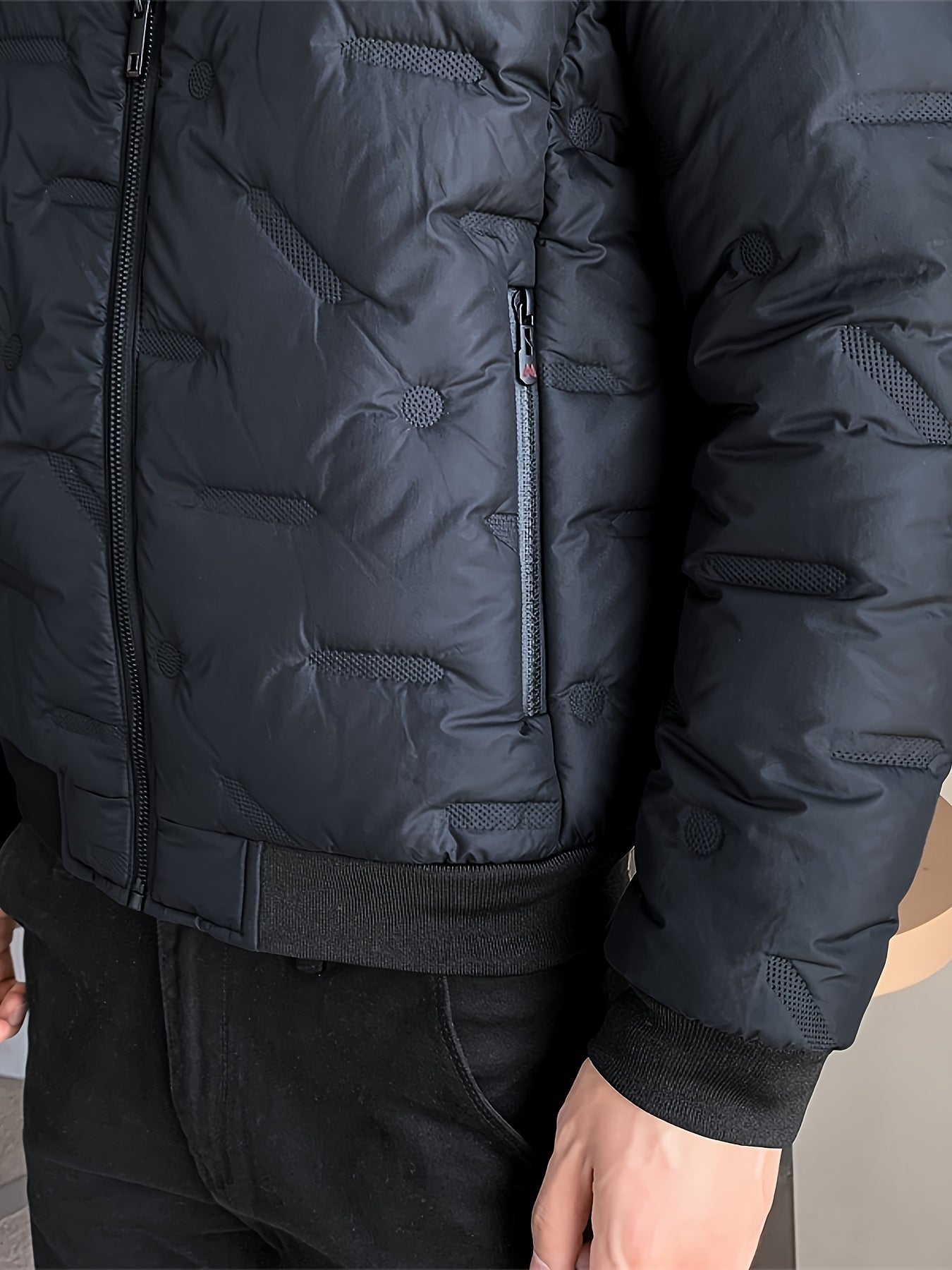 WW |  Schwarze Baumwoll Winddichte Und Warme Langärmelige Winterjacke Für Herren - Perfekt für kalte Tage