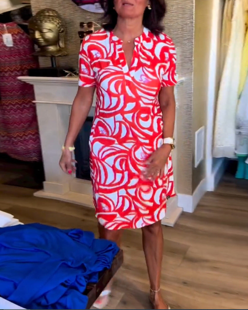 WW | Lässiges Kurzärmeliges Kleid mit Print