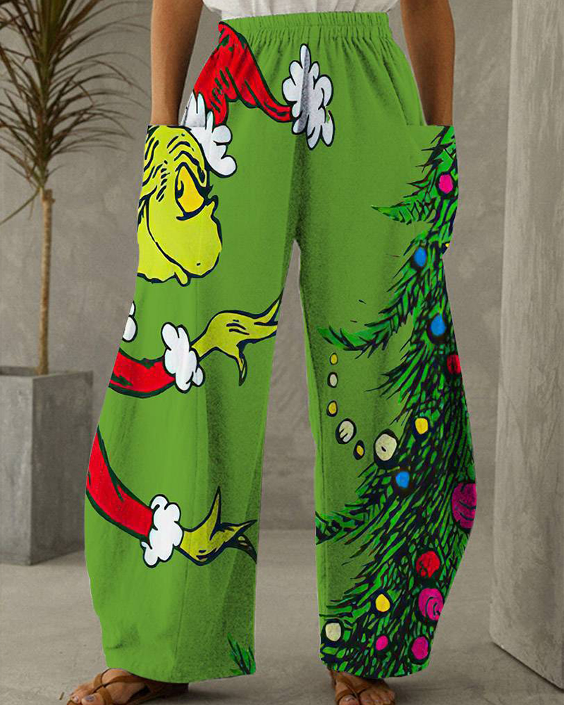 WW | Christmas Print Casual Trousers