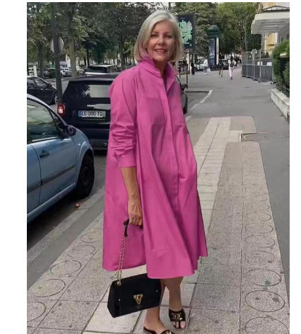 WW | Hemdblusenkleid Mit Umlegekragen & Dreiviertelärmel