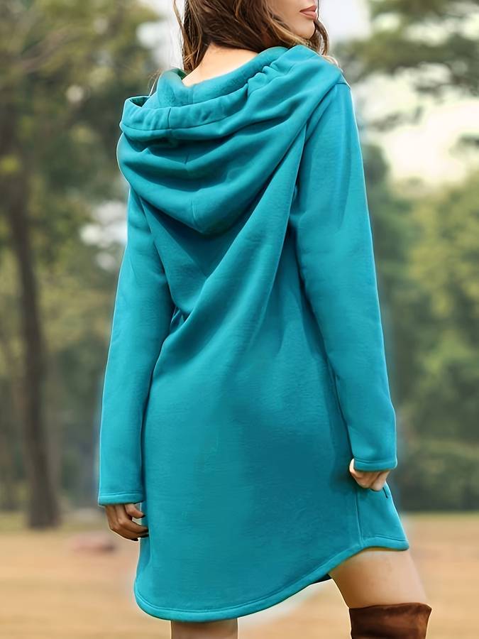 WW - Rotes Kapuzen Sweatshirtkleid mit Taschen