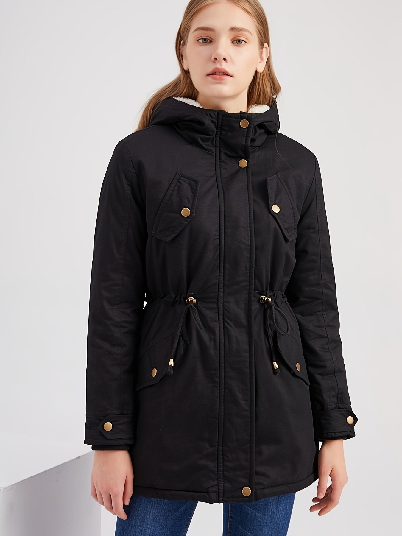 WW | halblange warme Fleece-Winterjacke für Damen - Perfekt für WW | Tage