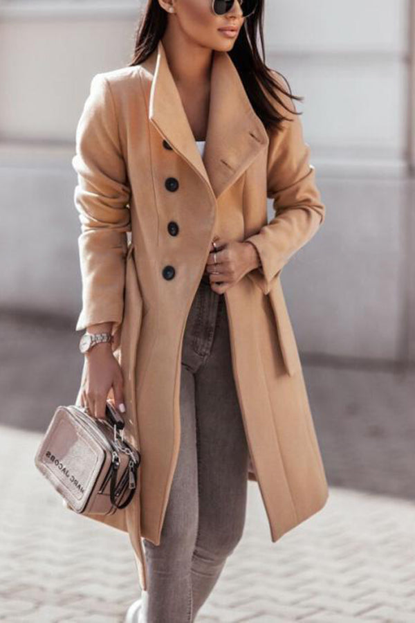 WW | Wintermantel khaki mit Gürtel und elegantem Stil