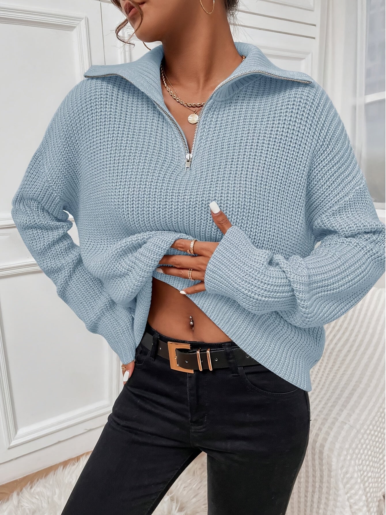 WW | Lässiger Fleecepullover mit Reißverschluss Damen