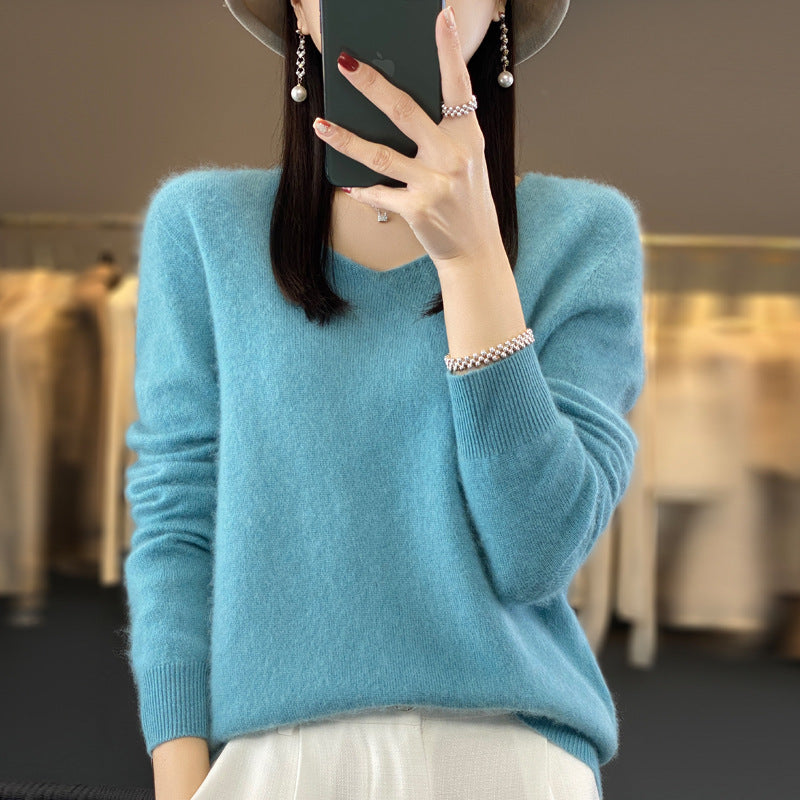 WW | Lockere Damenpullover mit V-Ausschnitt für Herbst und Winter