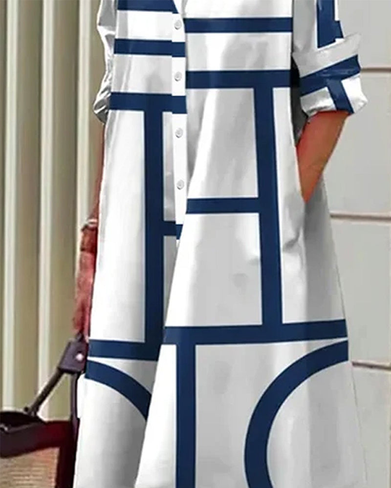WW | Kleid mit Taschen und Geometrischem Druck