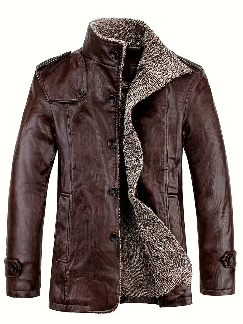 WW |  Lederjacke mit Wolle für Herren - Perfekt für Outdoor-Aktivitäten